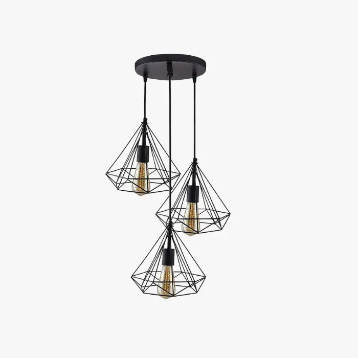 Diamond Shape Hanging Light with Braided Cord