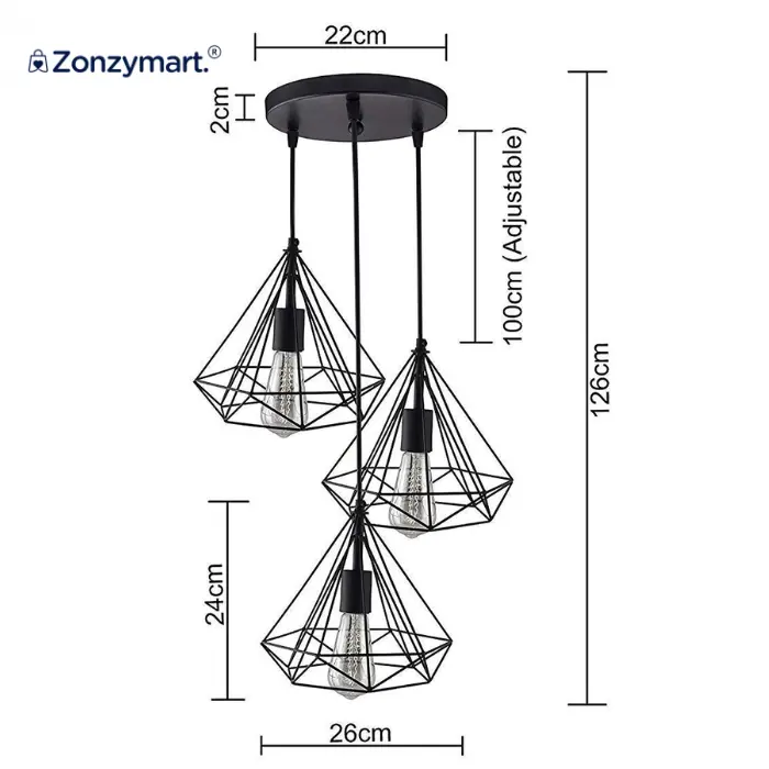 Diamond Shape Hanging Light with Braided Cord - View 4