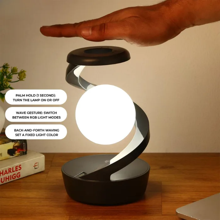 Rotating Suspension LED Table Lamp with Wireless Charger - View 4