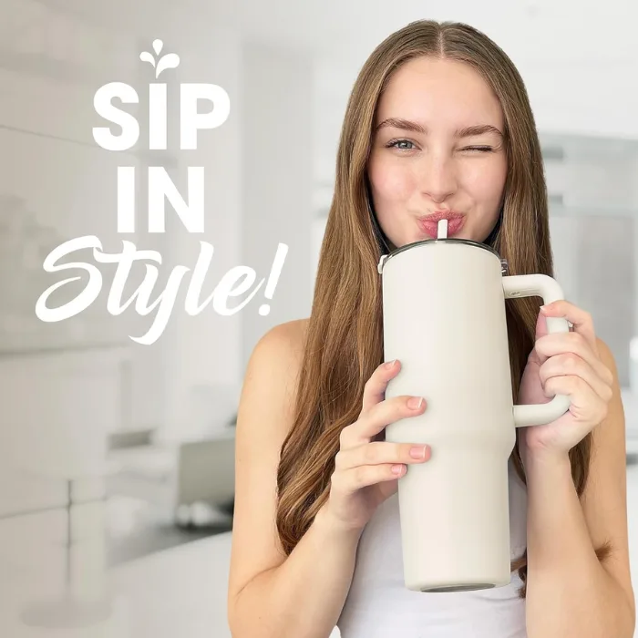 Stainless Steel Tumbler with Handle - View 3